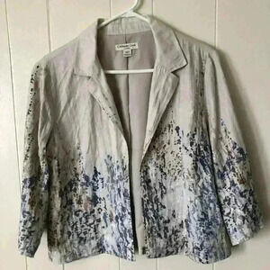Coldwater Creek Women’s 3/4 Sleeve Open Front Linen Top Blazer Size PM